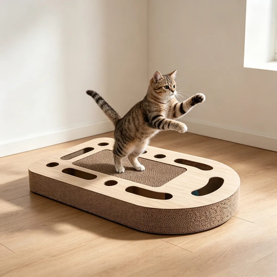 Wholesale custom turntable funny cat track ball cat scratch plate WJ-0018