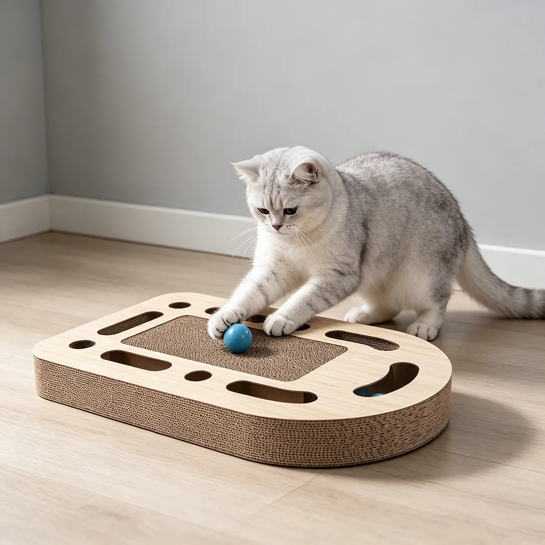 Wholesale custom turntable funny cat track ball cat scratch plate WJ-0018