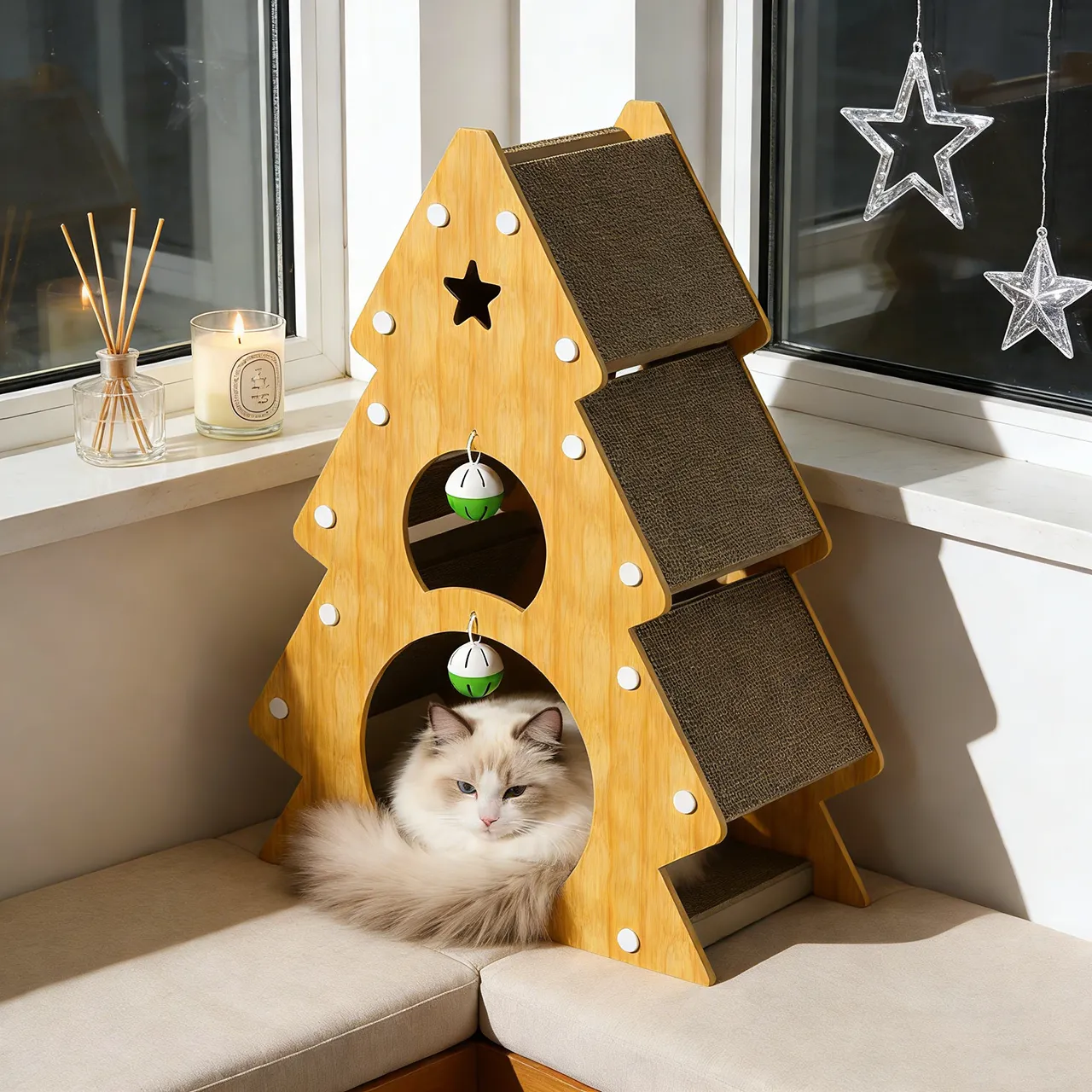 Best-Selling Custom Wooden Christmas Tree Cat Tree PJ-0004