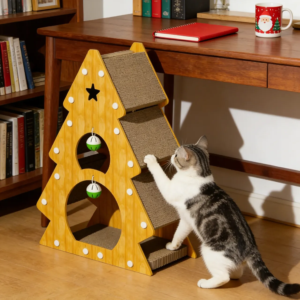 Best-Selling Custom Wooden Christmas Tree Cat Tree PJ-0004