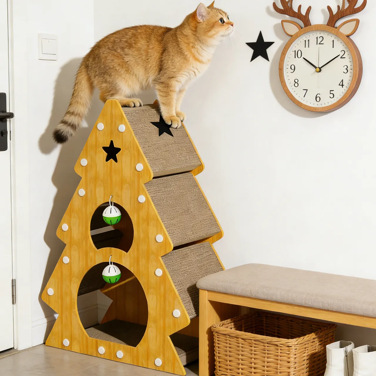 Best-Selling Custom Wooden Christmas Tree Cat Tree PJ-0004