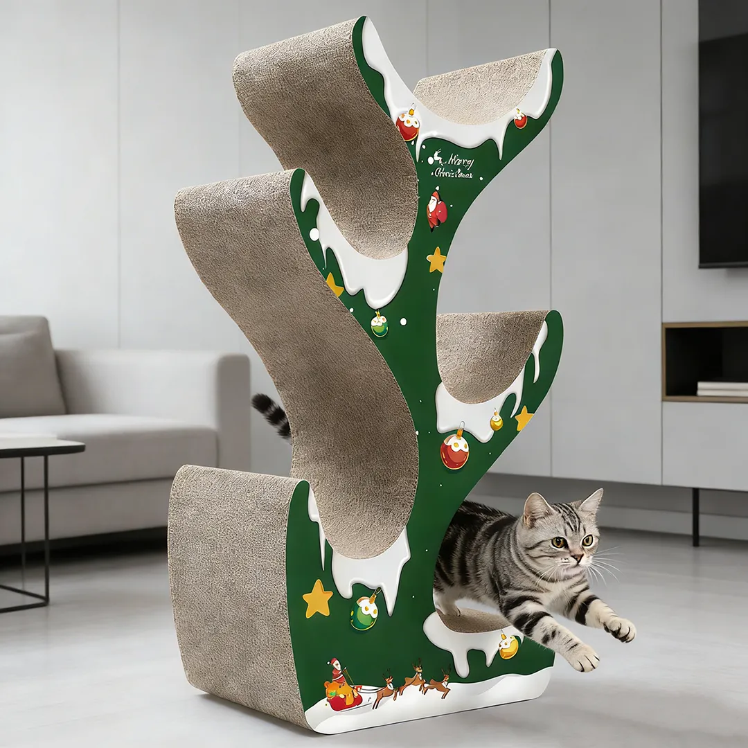 Wholesale Custom All-in-One Christmas Tree Cat Tree with Climbing and Scratching Features PJ-0005