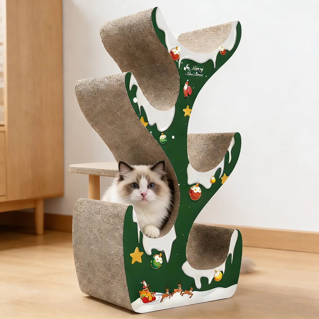 Wholesale Custom All-in-One Christmas Tree Cat Tree with Climbing and Scratching Features PJ-0005