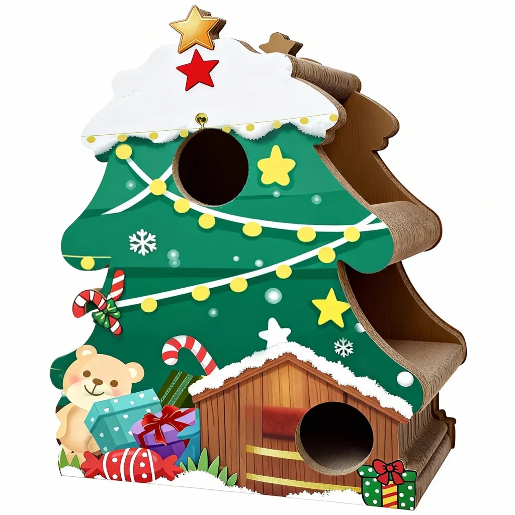 Wholesale OEM Custom Christmas Tree Cat Tree with Climbing and Hiding Features