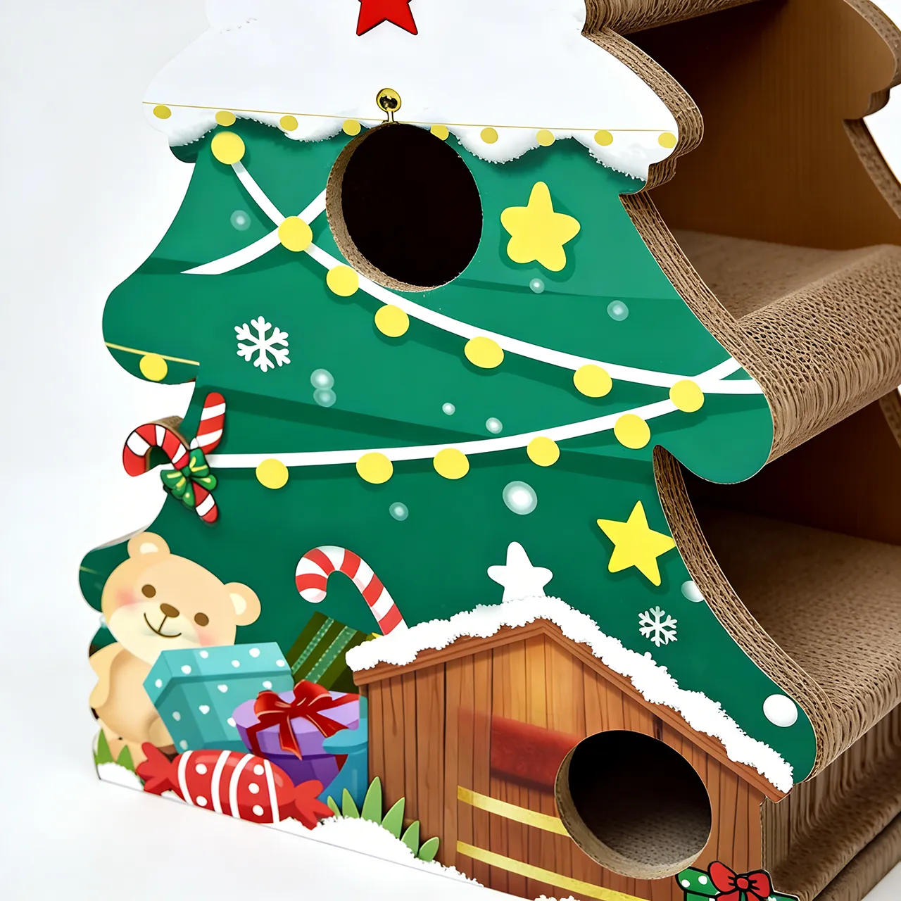 Wholesale OEM Custom Christmas Tree Cat Tree with Climbing and Hiding Features PJ-0002
