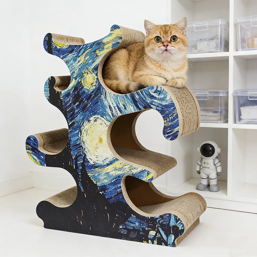 Best-Selling Wholesale Custom Van Gogh “Starry Night” Art Cat Tree PJ-0003