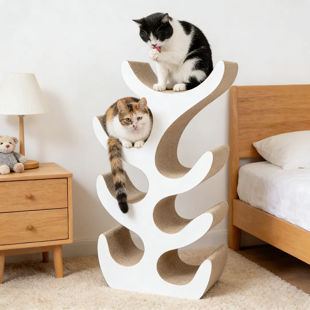 Best-Selling Custom Multi-Level Integrated Wave-Shaped Cat Tree PJ-0009