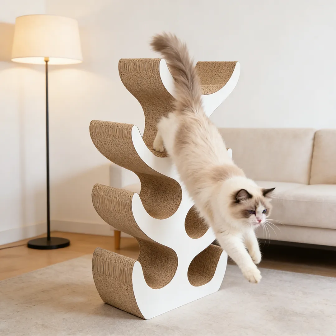 Best-Selling Custom Multi-Level Integrated Wave-Shaped Cat Tree PJ-0009