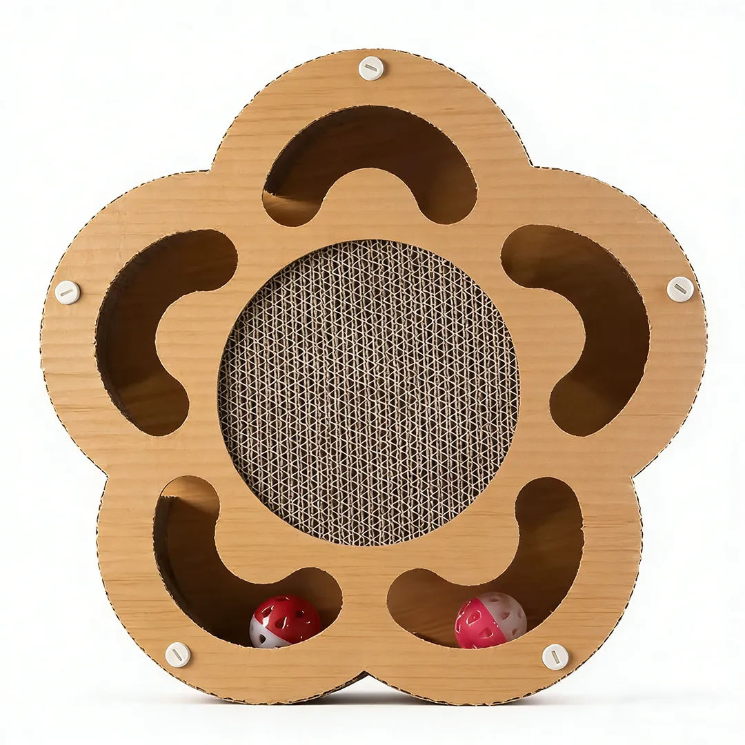 Hot Sale Custom Flower-shaped Cat Scratcher with 2 Interactive Balls WJ-0013