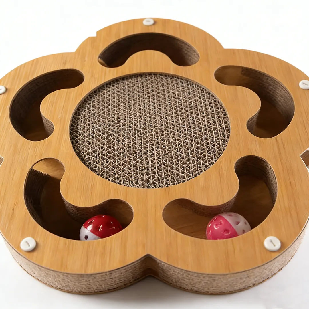 Hot Sale Custom Flower-shaped Cat Scratcher with 2 Interactive Balls WJ-0013