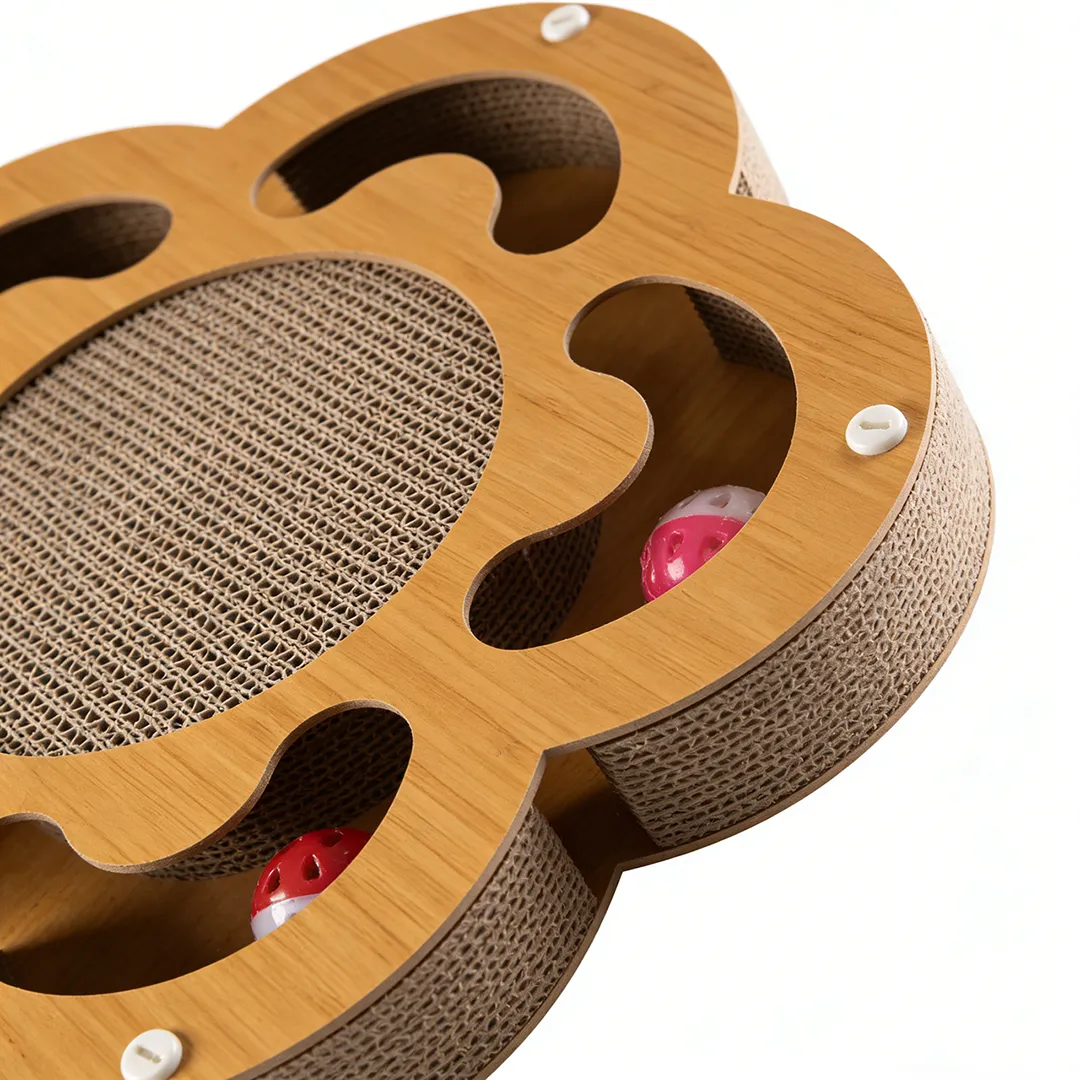 Hot Sale Custom Flower-shaped Cat Scratcher with 2 Interactive Balls WJ-0013