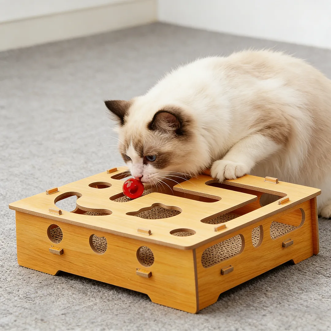 Best-Selling Custom Wooden Maze Cat Scratcher WJ-0008