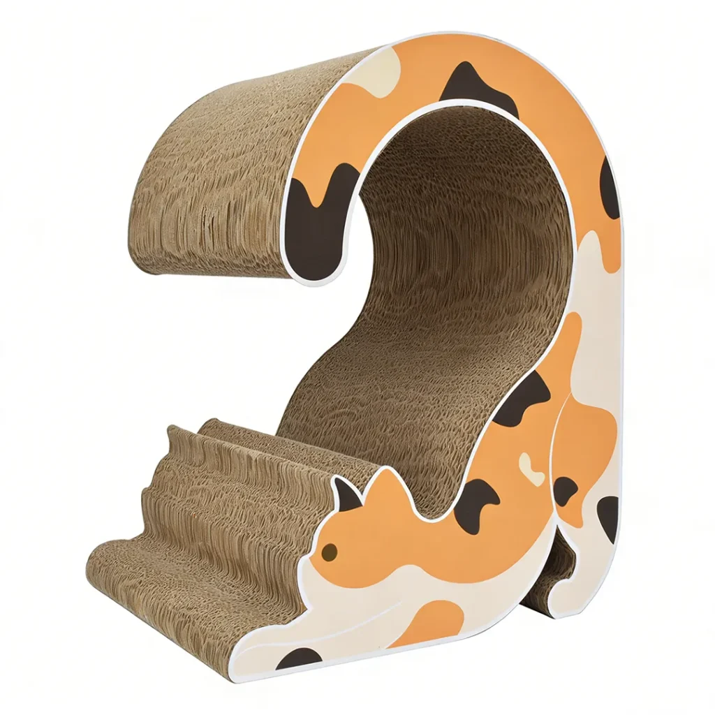 Calico Cat-Shaped Scratching Post ZB-0041 1