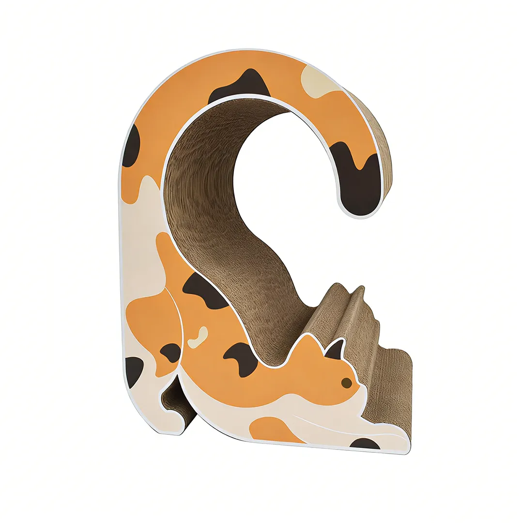 Calico Cat-Shaped Scratching Post ZB-0041
