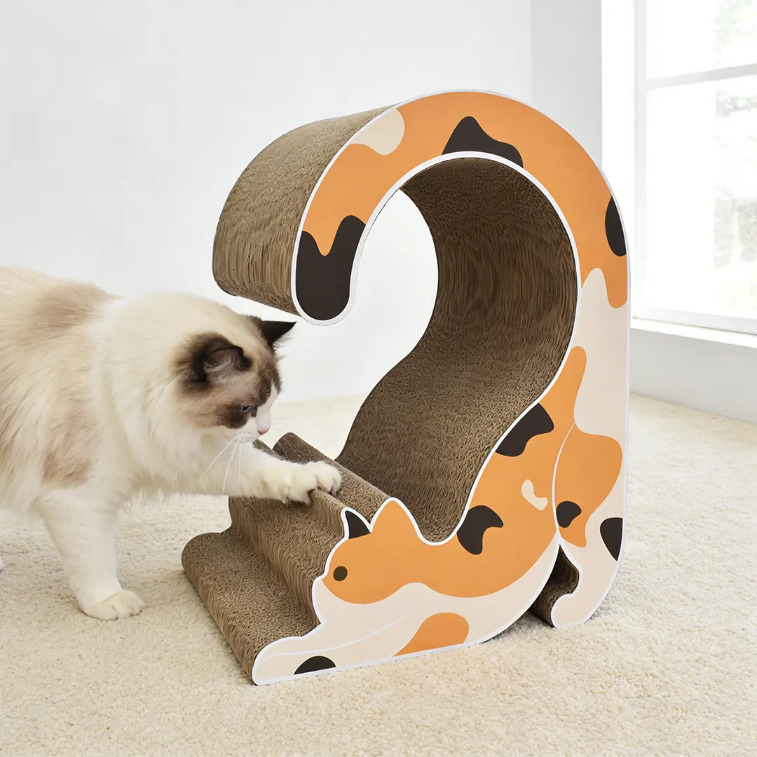 Calico Cat-Shaped Scratching Post ZB-0041