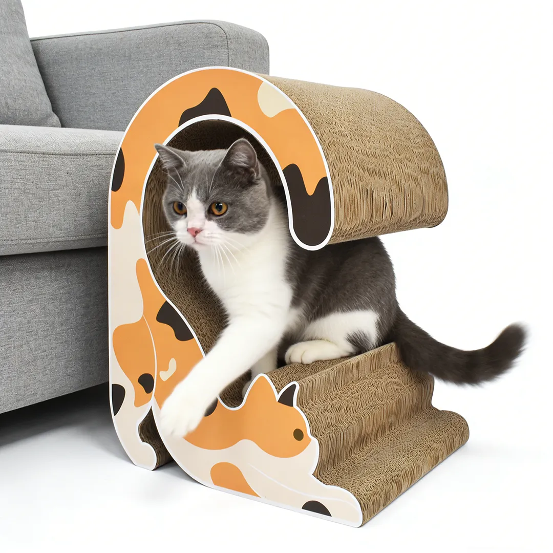 Calico Cat-Shaped Scratching Post ZB-0041