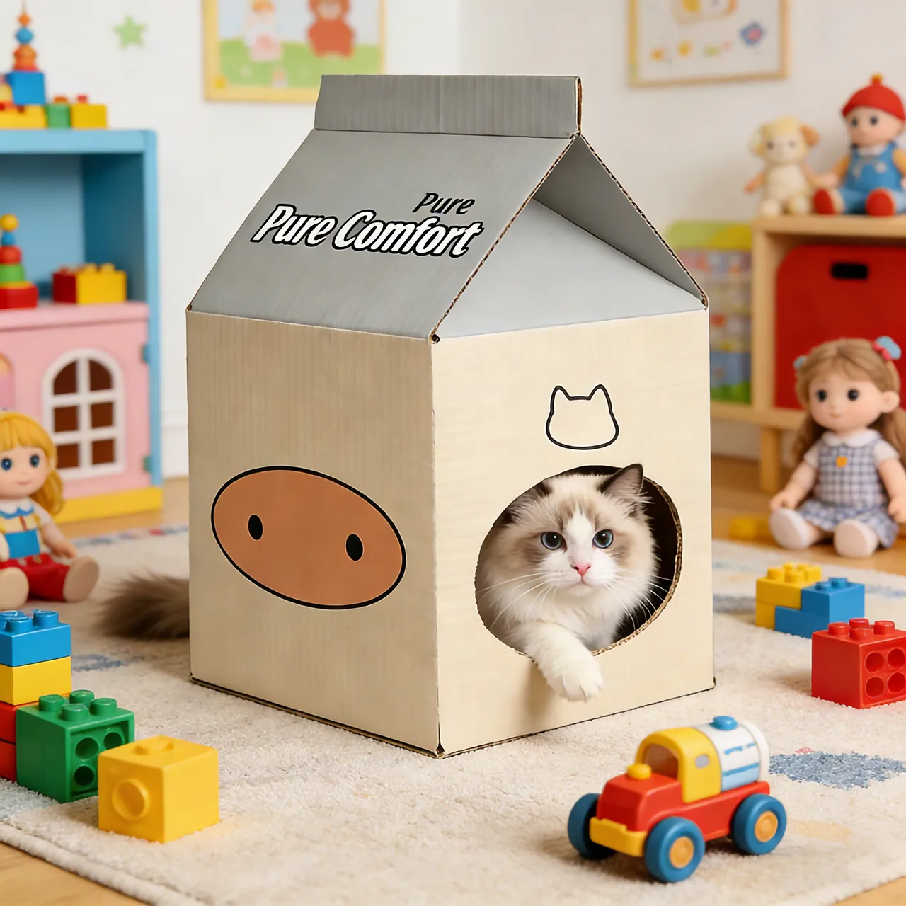 Best-Selling Custom Milk Carton-Style Cat House WW-0003