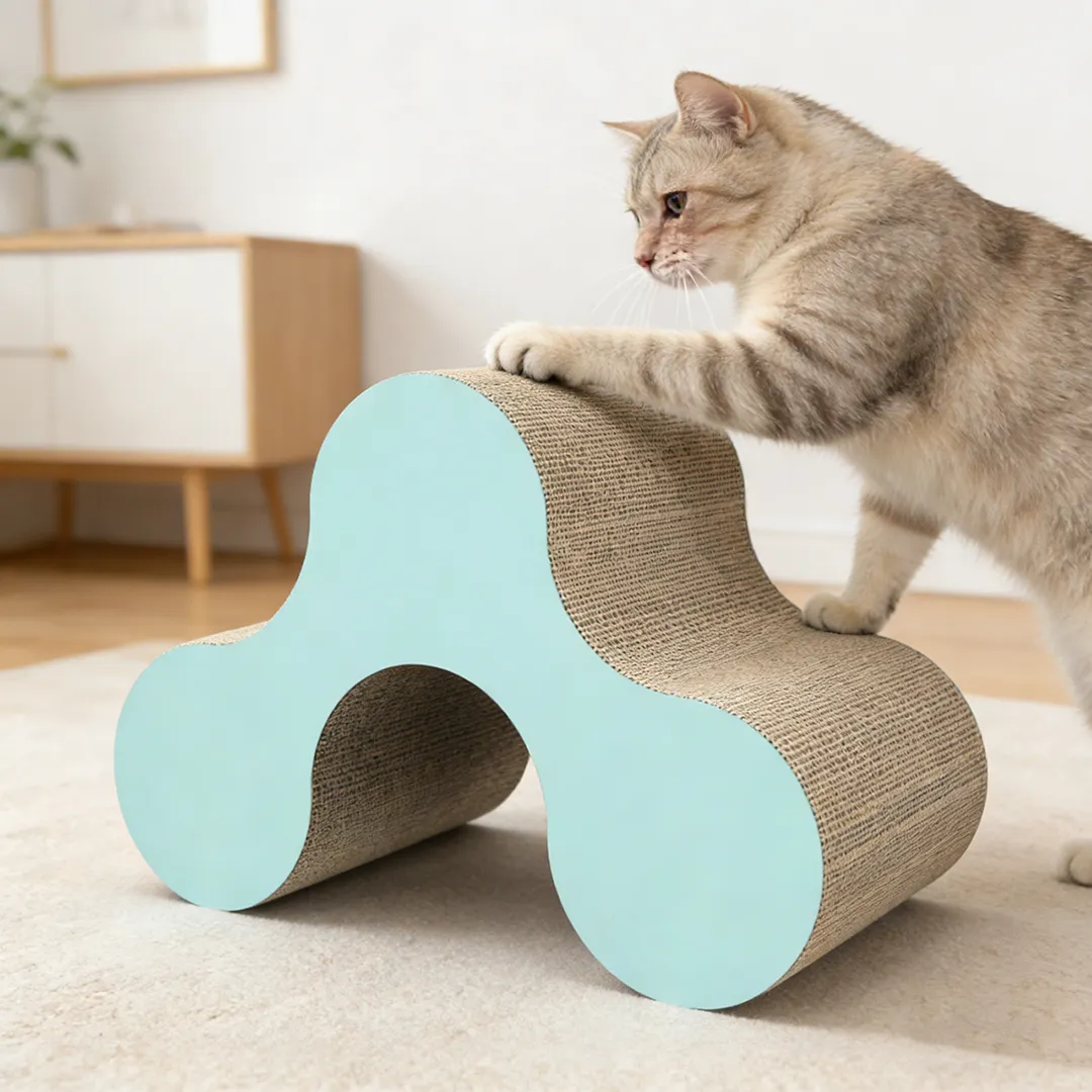 Wholesale Custom Light Blue Diamond-Patterned Interactive Scratching Post ZB-0017