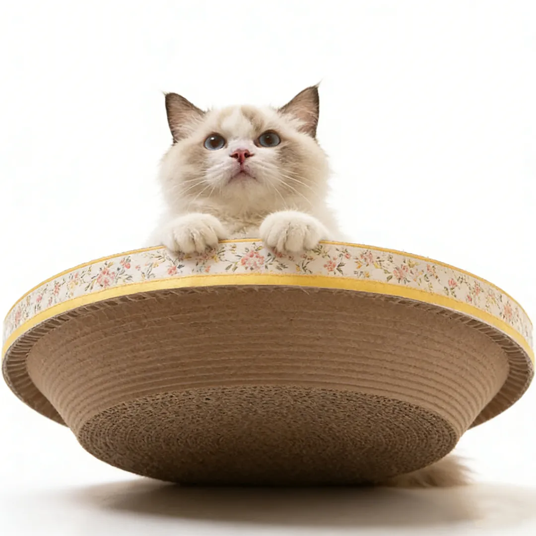 Best-Selling Custom Cartoon-Bordered Scratching Post Cat Bed ZB-0018