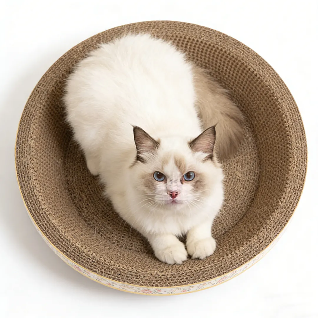 Best-Selling Custom Cartoon-Bordered Scratching Post Cat Bed ZB-0018