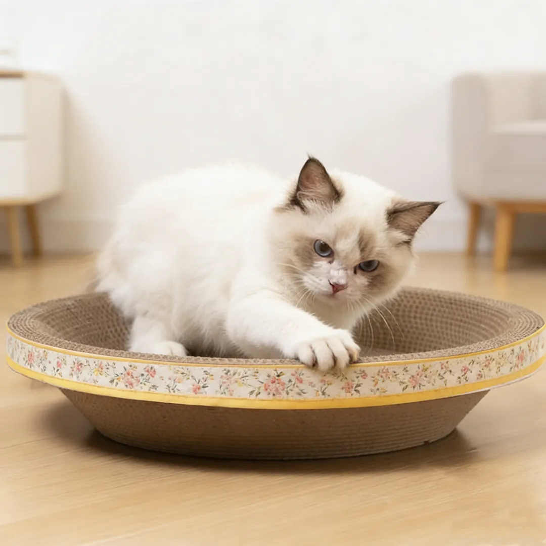 Best-Selling Custom Cartoon-Bordered Scratching Post Cat Bed ZB-0018