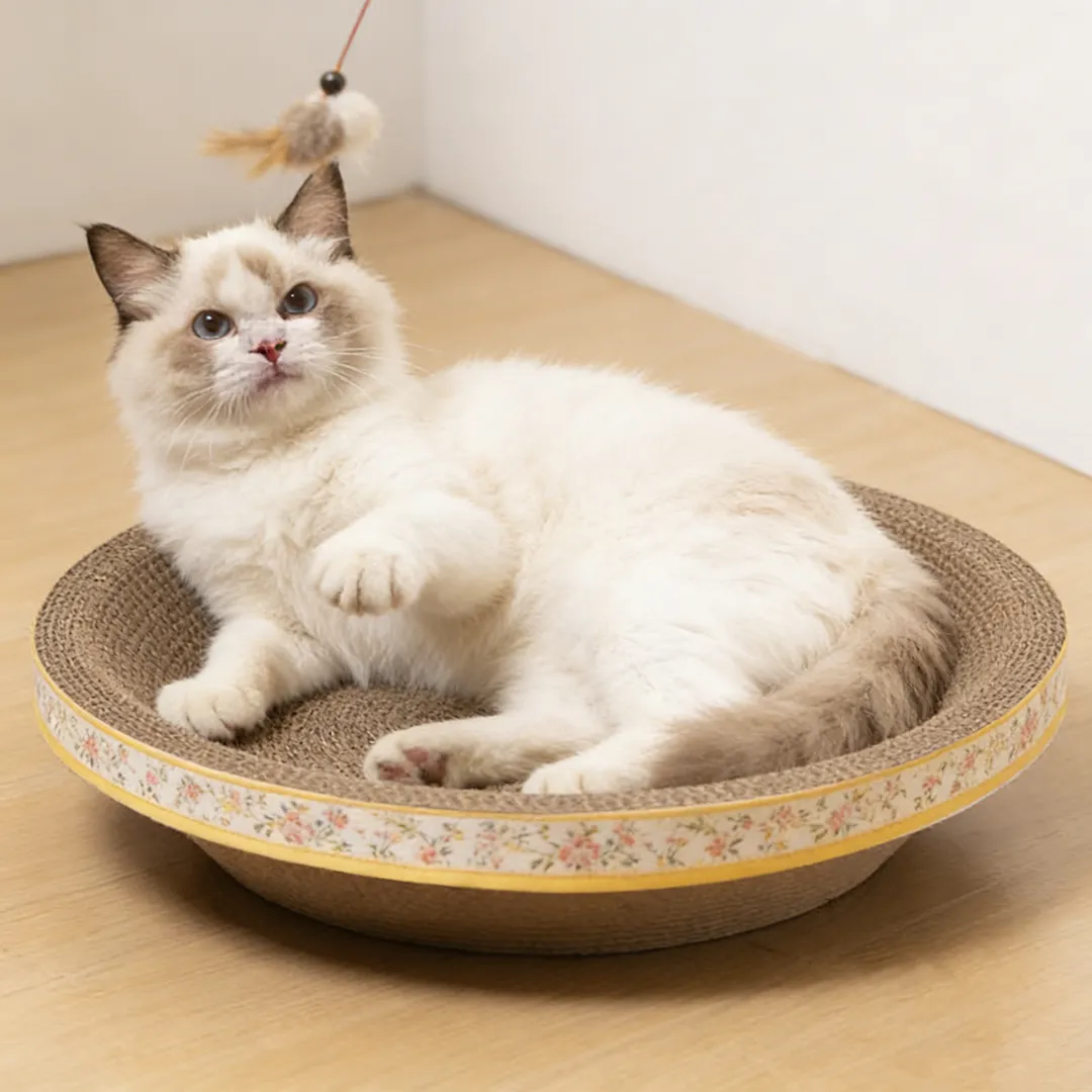 Best-Selling Custom Cartoon-Bordered Scratching Post Cat Bed ZB-0018