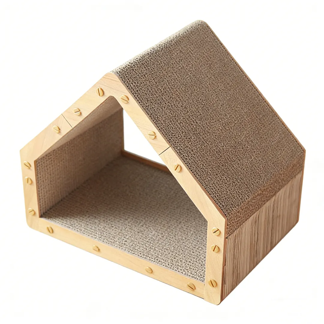 Customizable Modular Wooden Cat House with Scratching Post ZB-0019