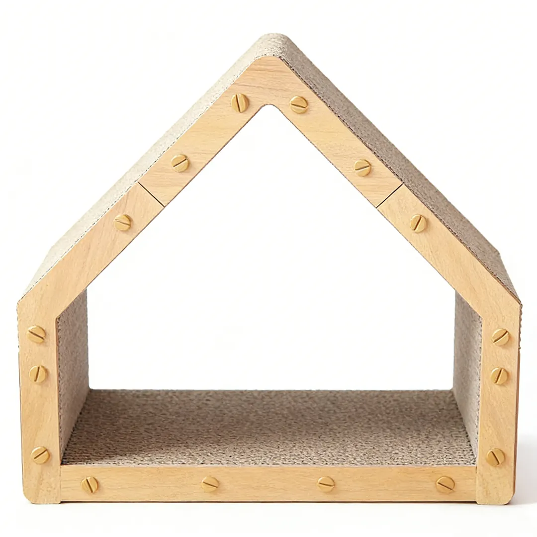Customizable Modular Wooden Cat House with Scratching Post ZB-0019