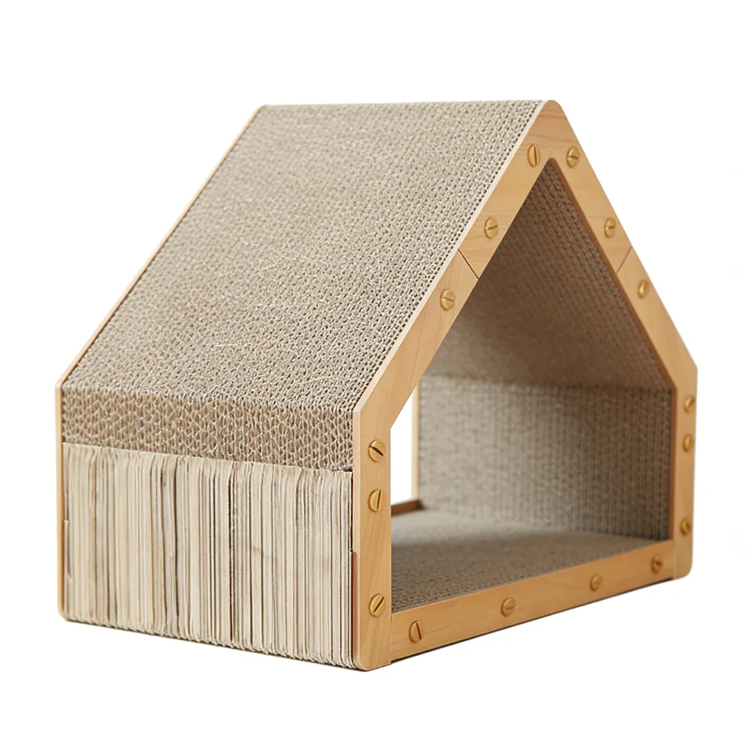 Customizable Modular Wooden Cat House with Scratching Post ZB-0019