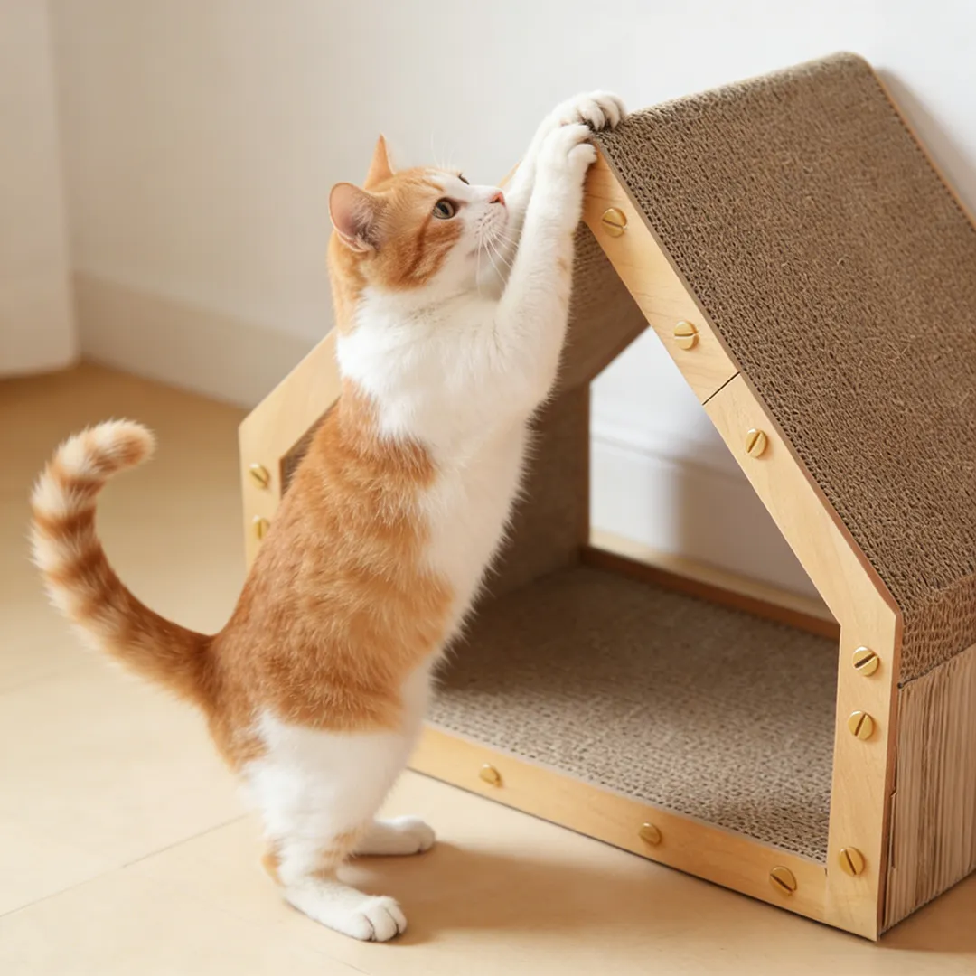 Customizable Modular Wooden Cat House with Scratching Post ZB-0019