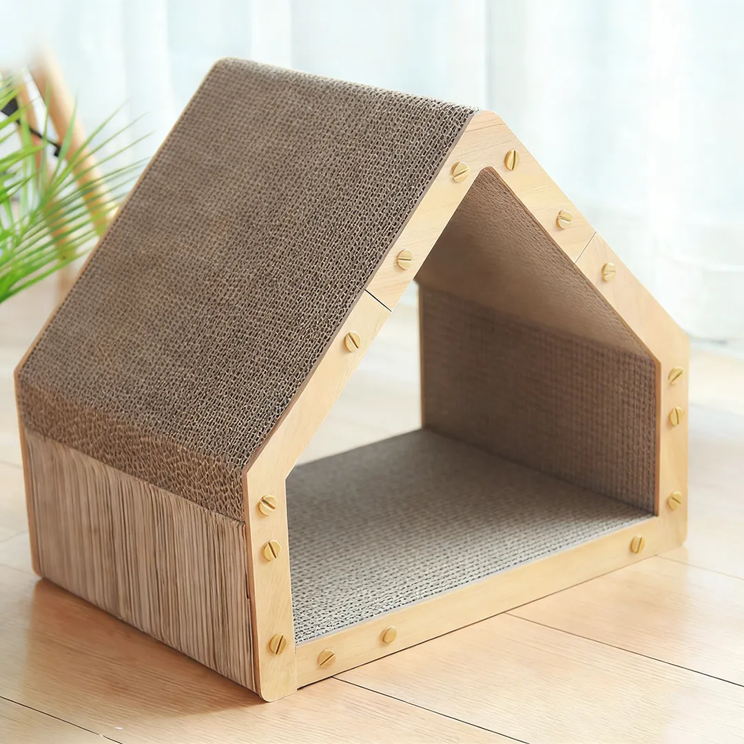 Customizable Modular Wooden Cat House with Scratching Post ZB-0019