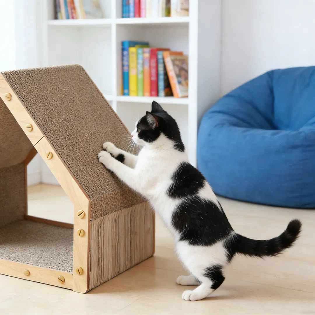 Customizable Modular Wooden Cat House with Scratching Post ZB-0019