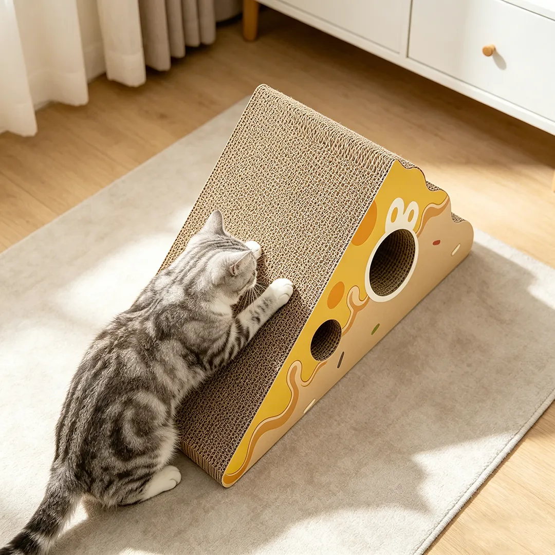 New Custom Cheese-Shaped Triangular Perforated Scratching Pad ZB-0072