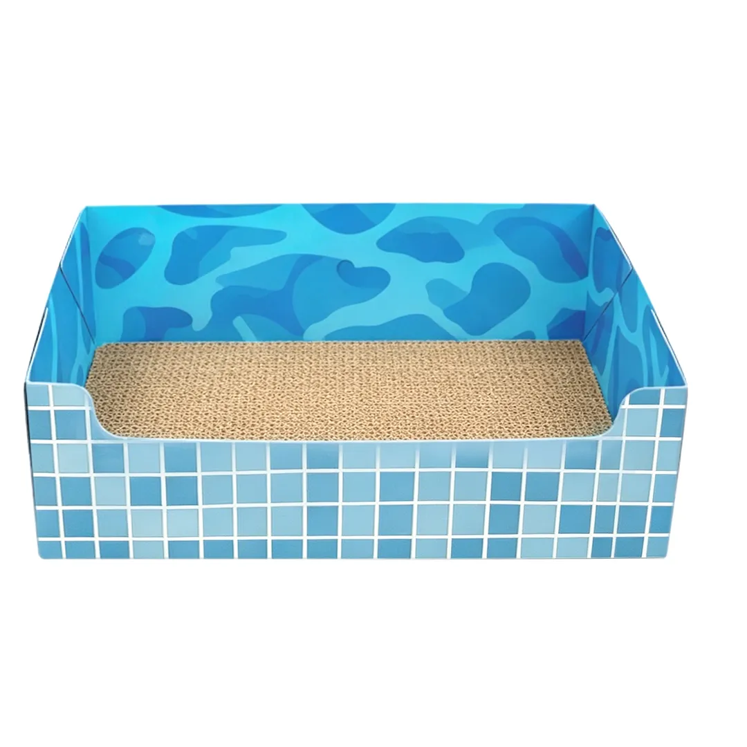 Blue Pattern Pool Square Box Cat Litter Box SP-0001