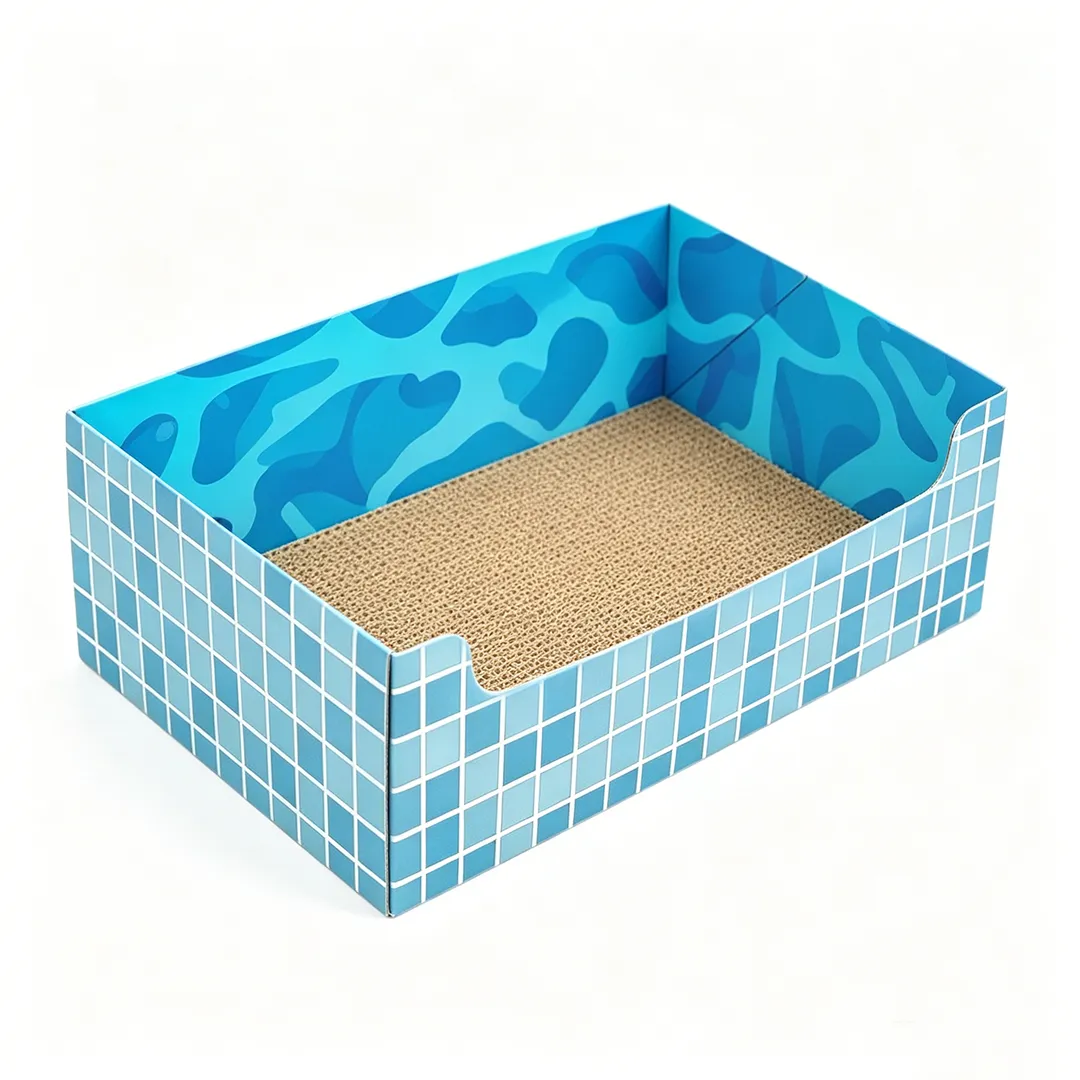 Blue Pattern Pool Square Box Cat Litter Box SP-0001