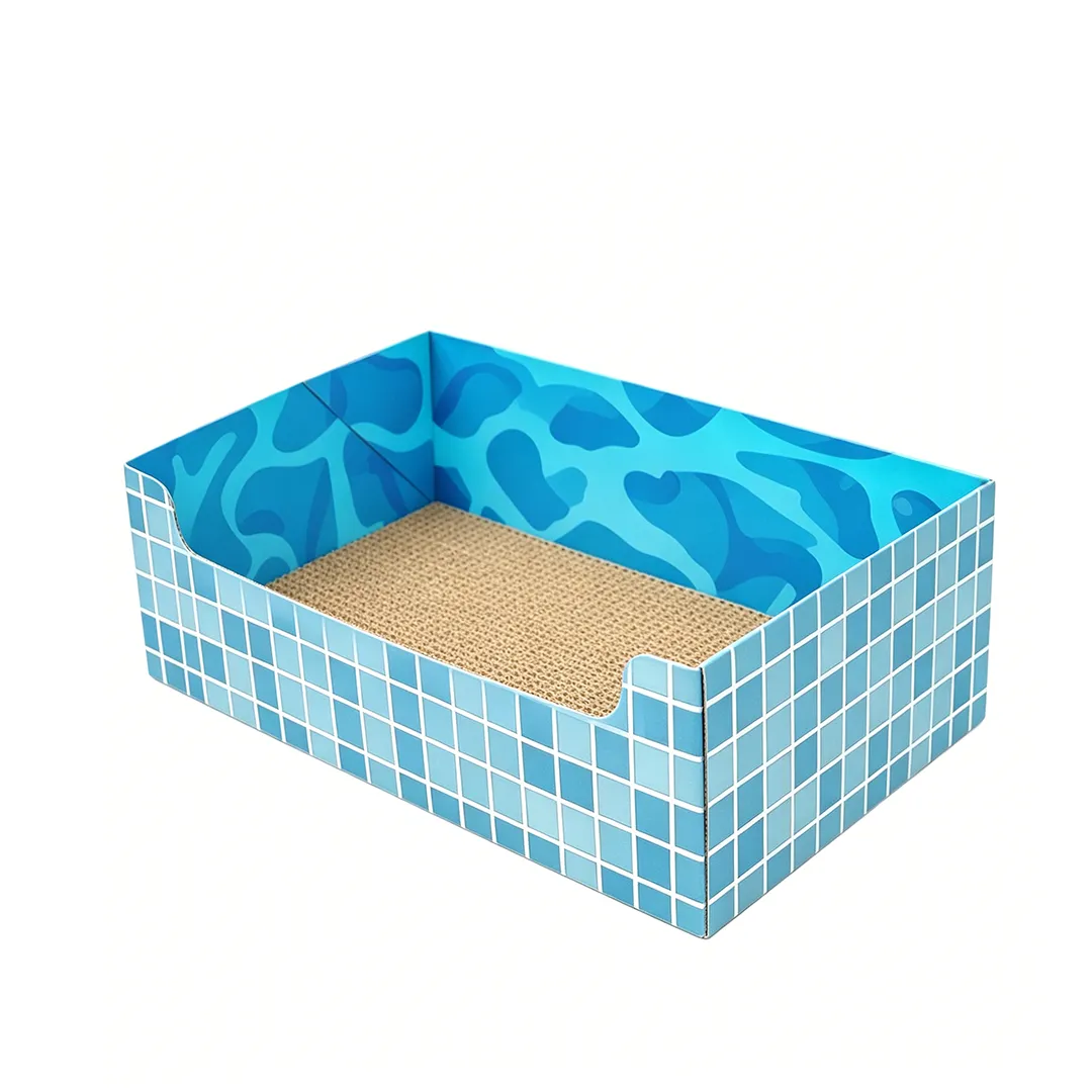 Blue Pattern Pool Square Box Cat Litter Box SP-0001