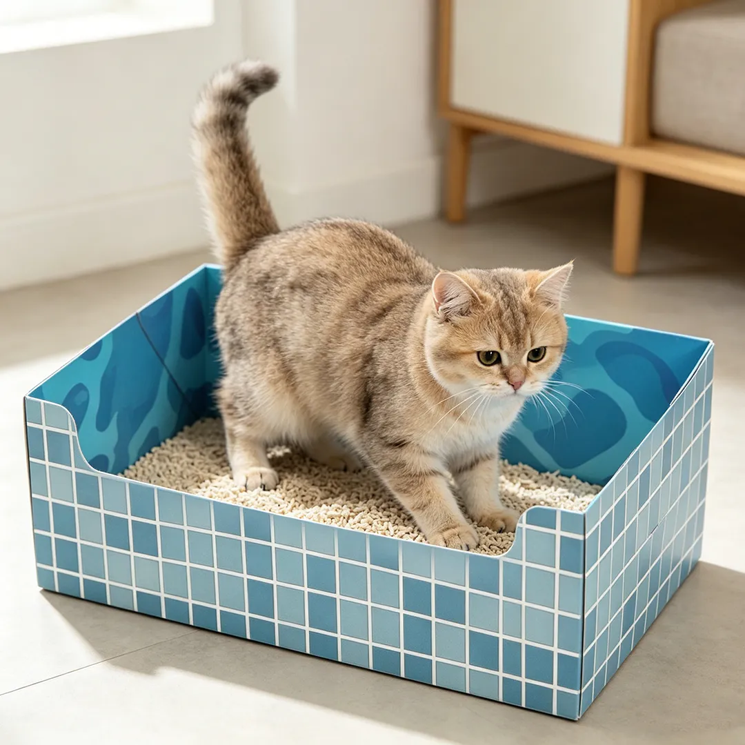 Blue Pattern Pool Square Box Cat Litter Box SP-0001