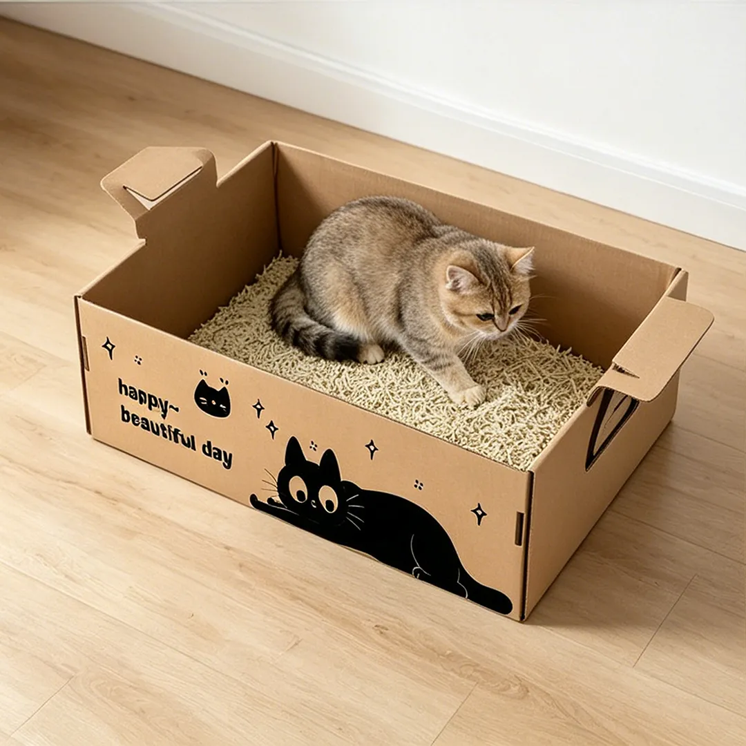 Hot sale cartoon black cat portable litter box SP-0012