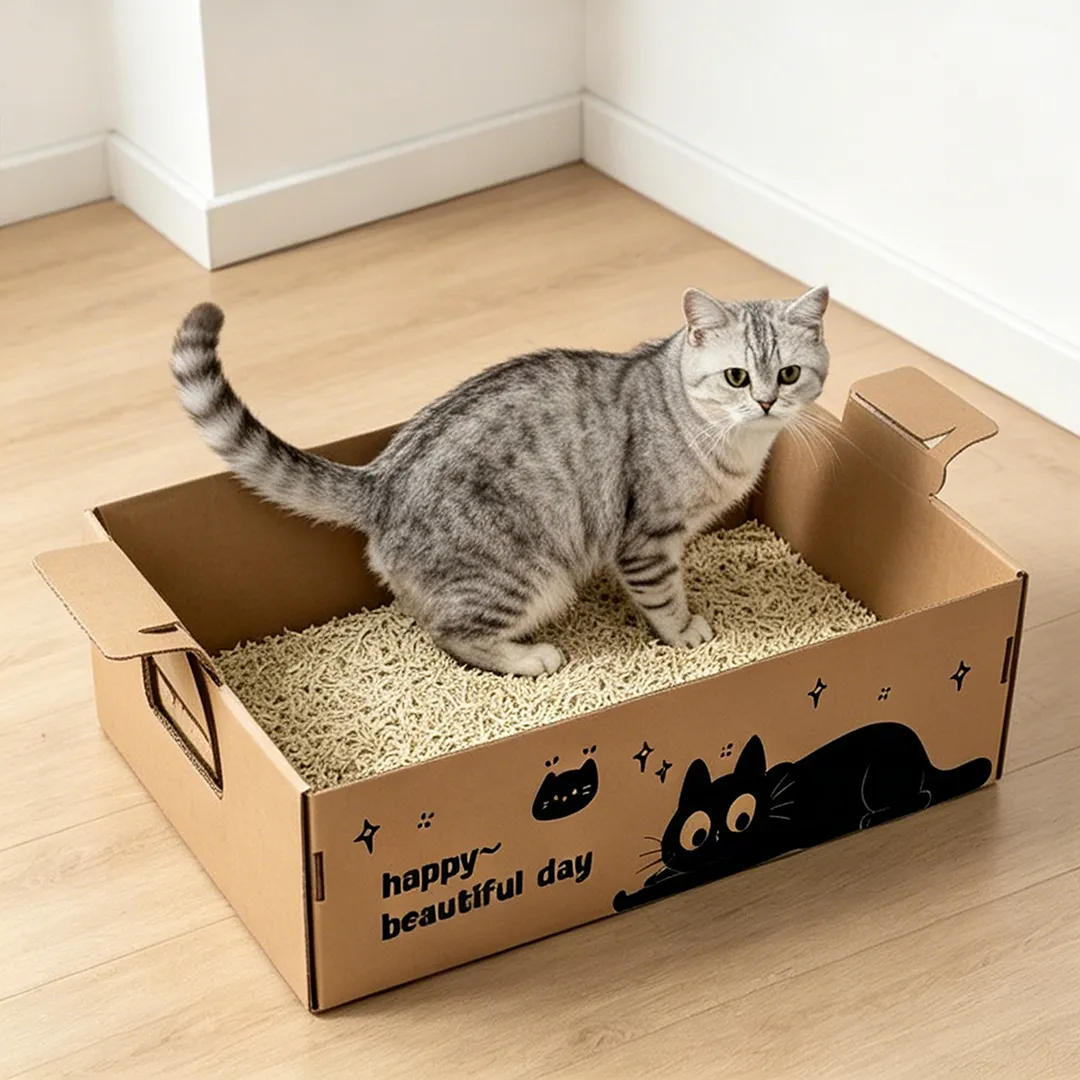 Hot sale cartoon black cat portable litter box SP-0012