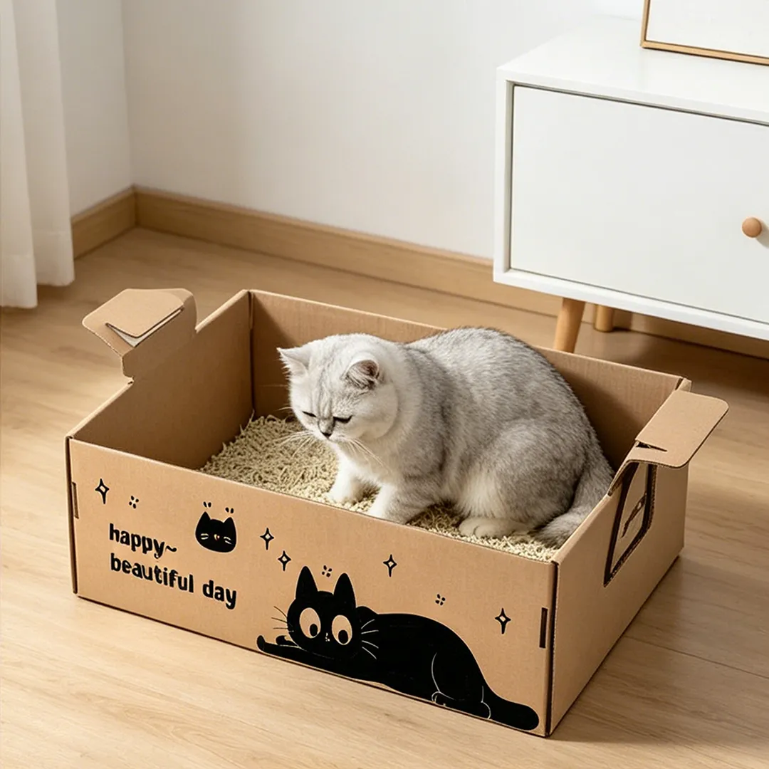 Hot sale cartoon black cat portable litter box SP-0012