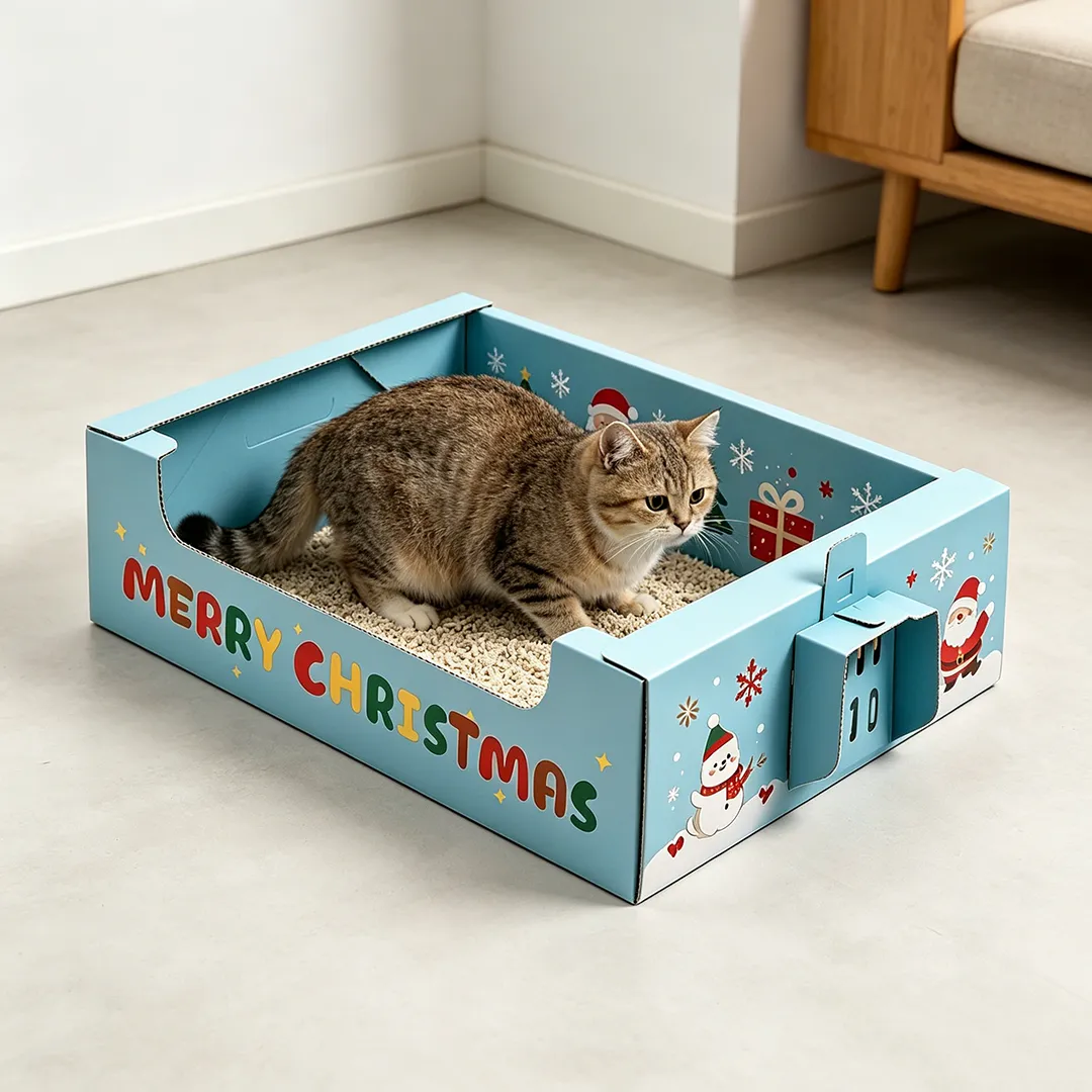 Wholesale snow fun Christmas moon throwing cat litter box SP-0013