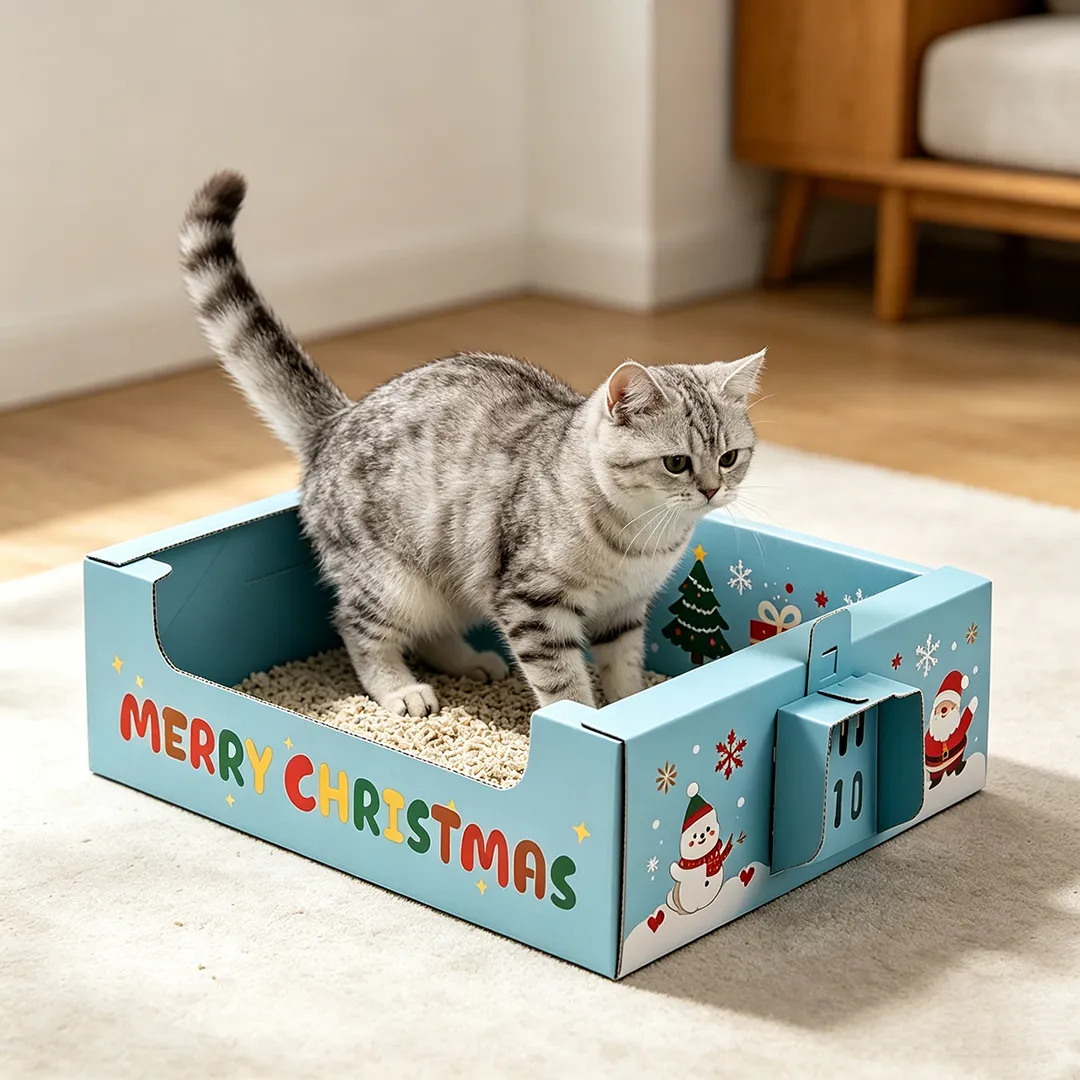 Wholesale snow fun Christmas moon throwing cat litter box SP-0013