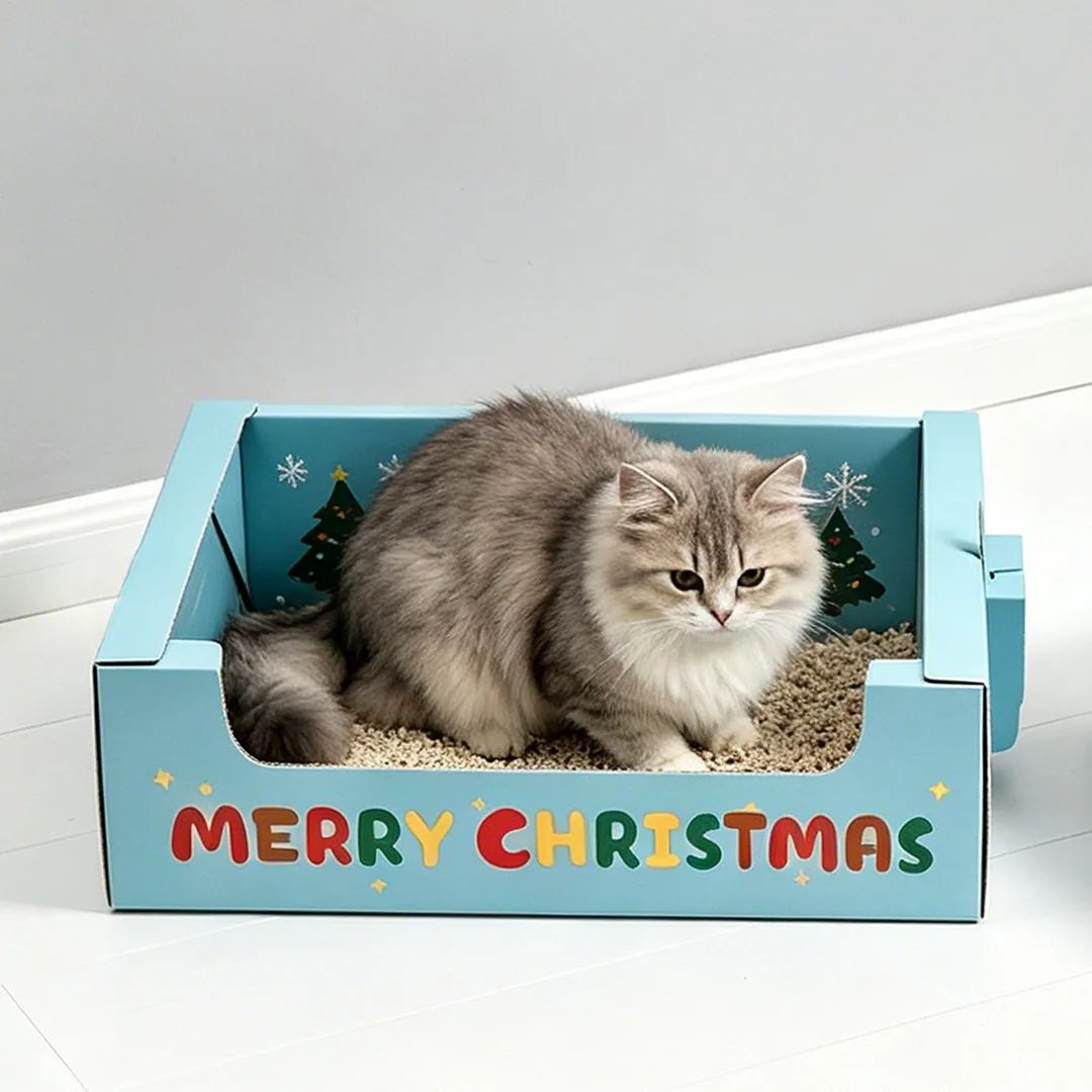 Wholesale snow fun Christmas moon throwing cat litter box SP-0013
