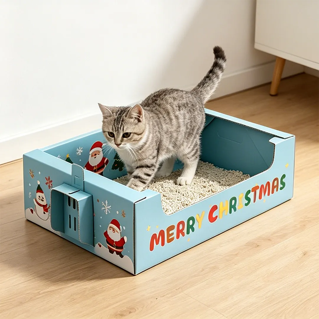 Wholesale snow fun Christmas moon throwing cat litter box SP-0013