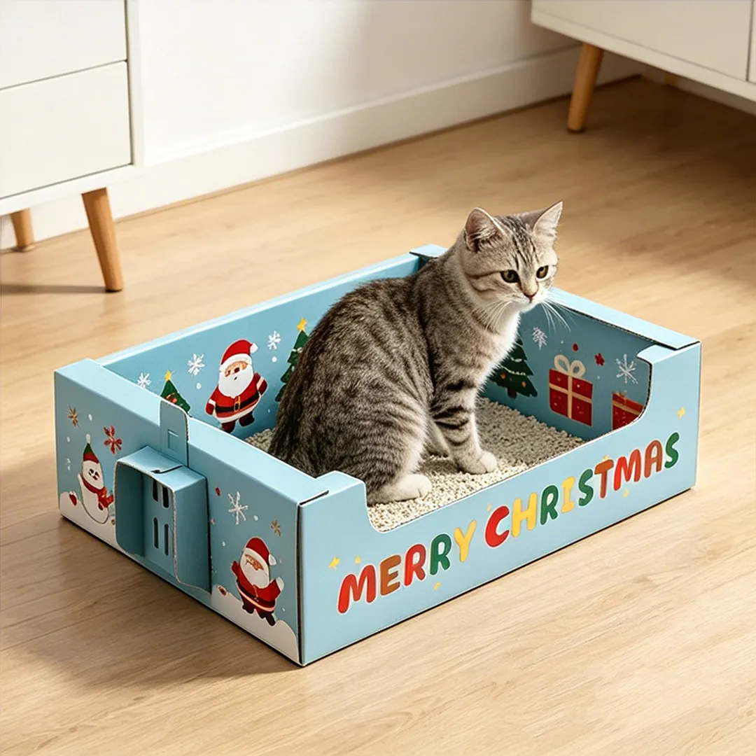 Wholesale snow fun Christmas moon throwing cat litter box SP-0013