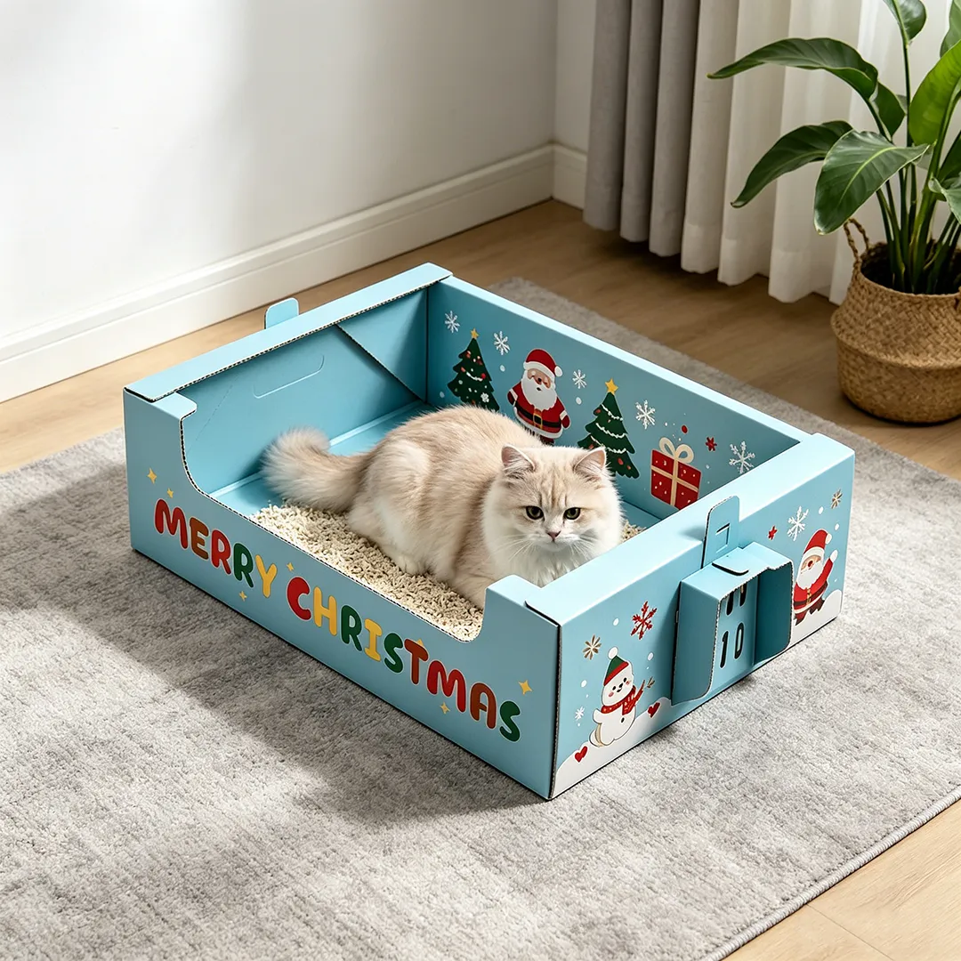 Wholesale snow fun Christmas moon throwing cat litter box SP-0013