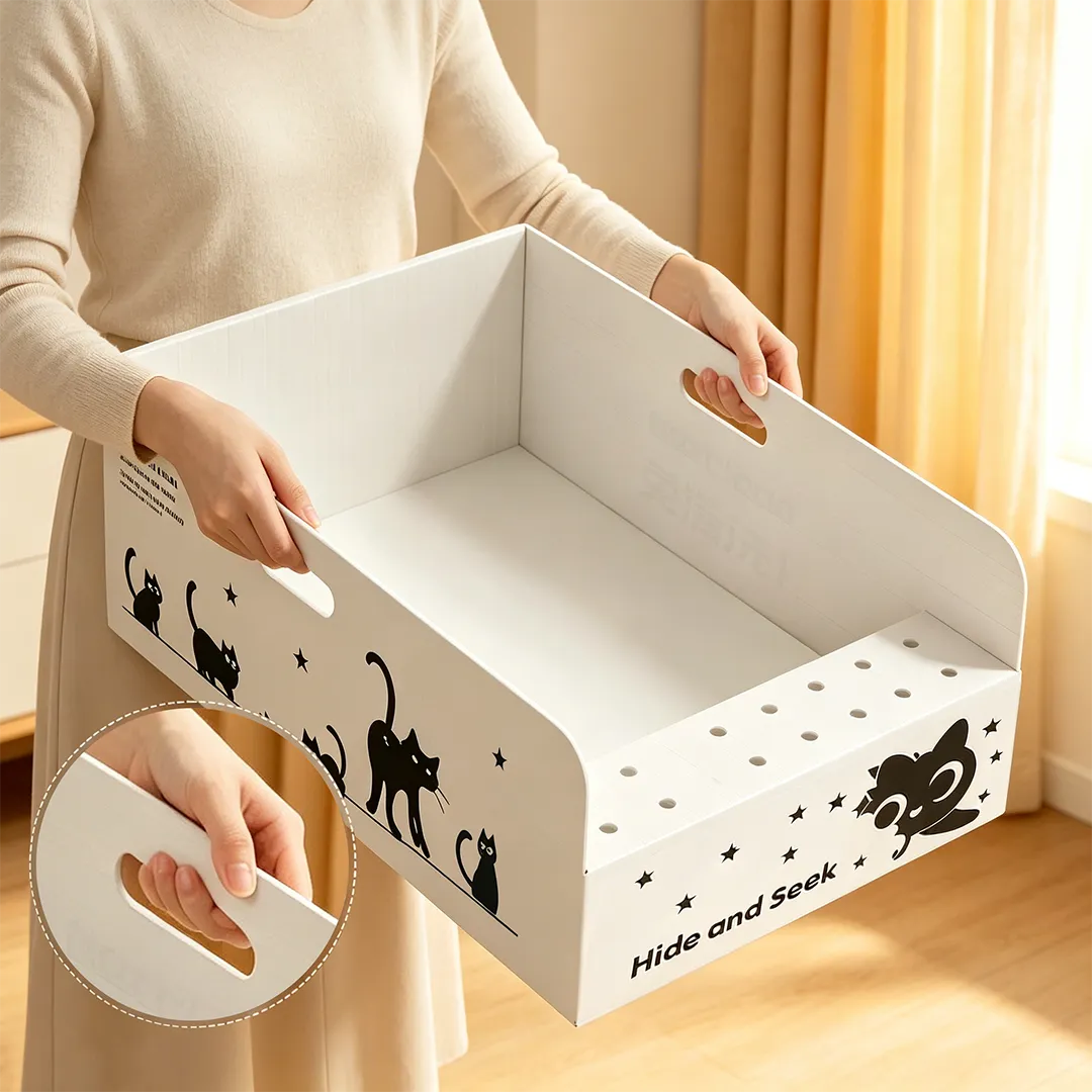 High quality custom silhouette cat with handle multi-function cat litter box SP-0014