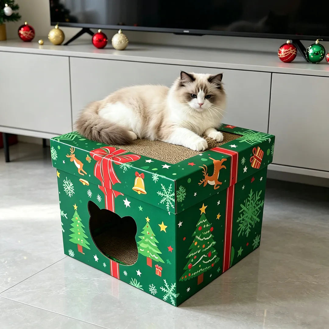 Holiday Custom Edition Christmas Surprise Cat Bed and Scratching Post WW-0021