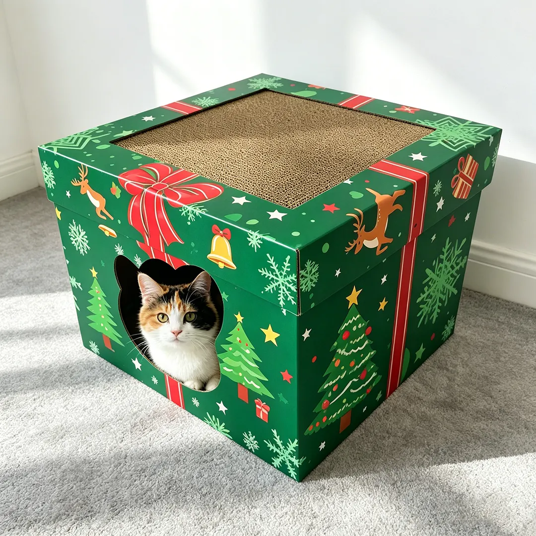 Holiday Custom Edition Christmas Surprise Cat Bed and Scratching Post WW-0021