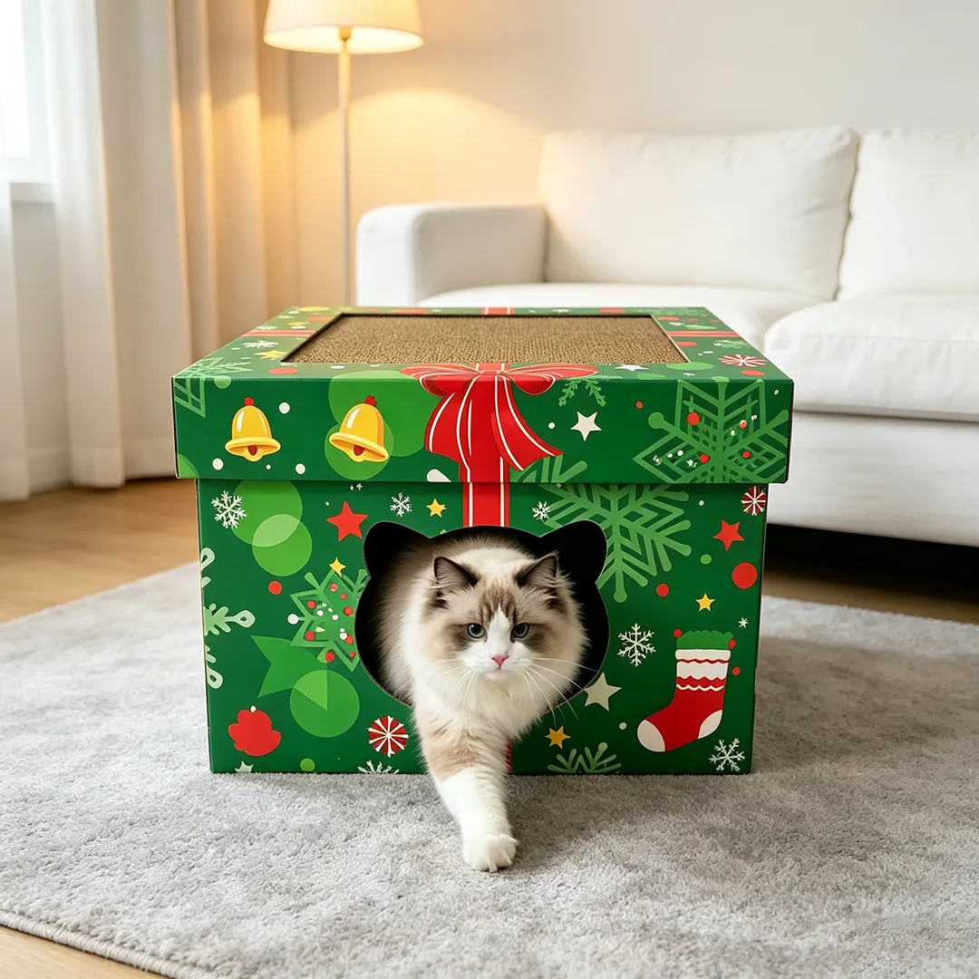 Holiday Custom Edition Christmas Surprise Cat Bed and Scratching Post WW-0021
